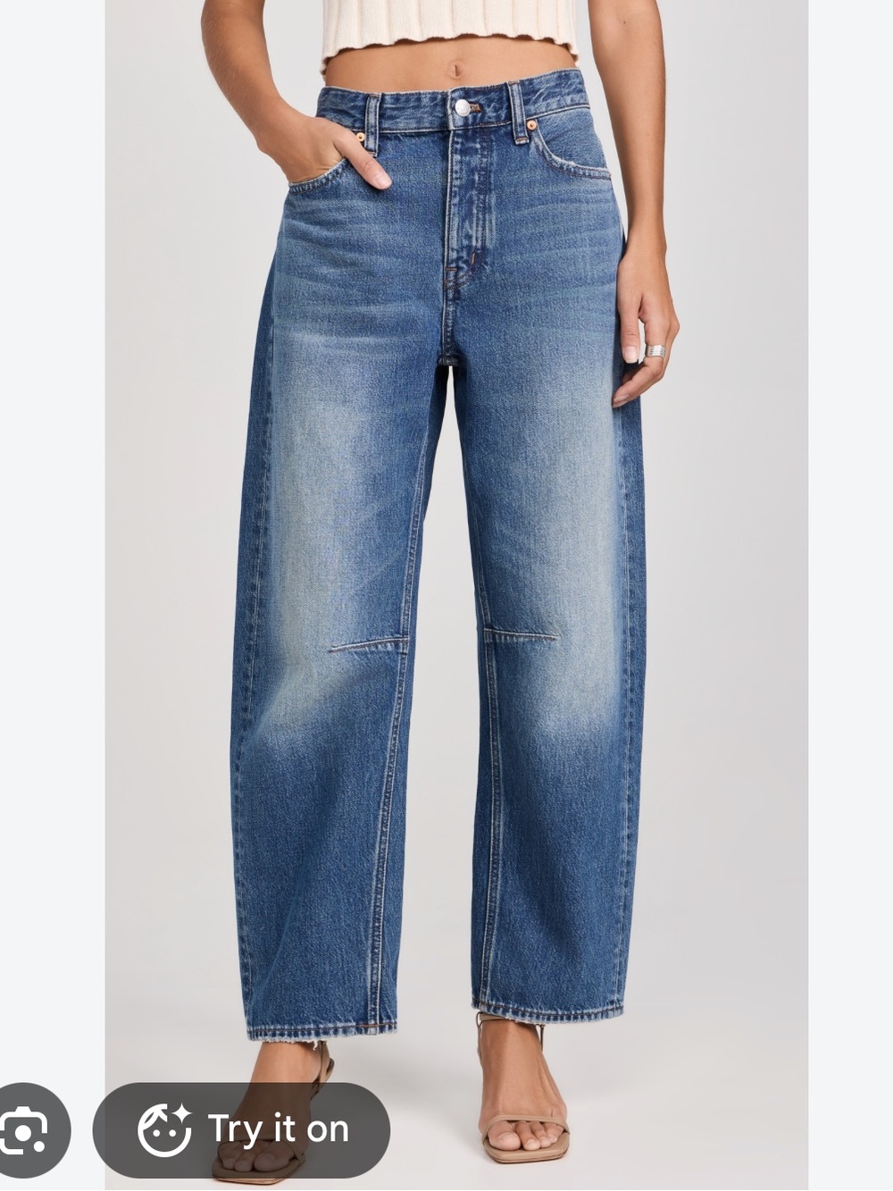 Madewell darted barrel leg Jean